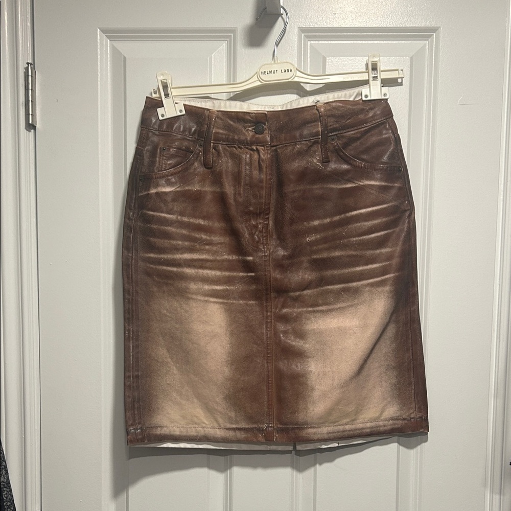 Acne studios Brown cotton trompe l'oeil Pencil Skirt
